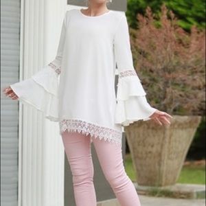 White Peplum sleeve dress